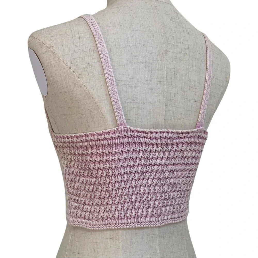 Pac Sun LA Hearts Pink Knit Crochet Spaghetti Strap Crop Top - Picture 8 of 12
